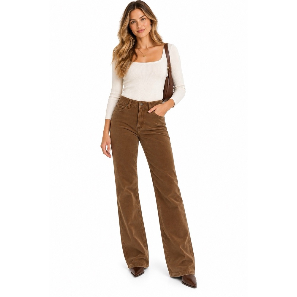 J.Crew Women's 10P Brown Corduroy Pants Straight Leg Stretch Fall Preppy Classic
